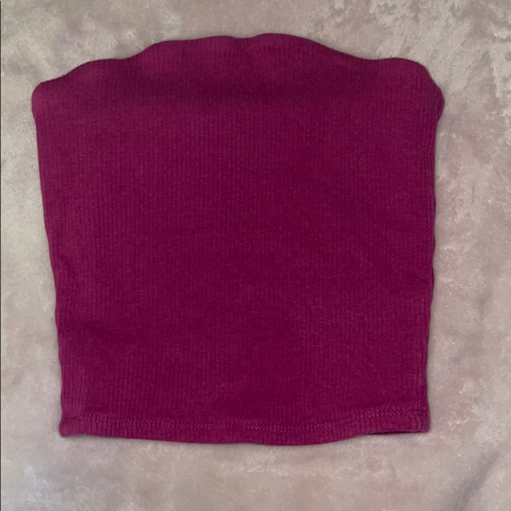 fuchsia cropped strapless top